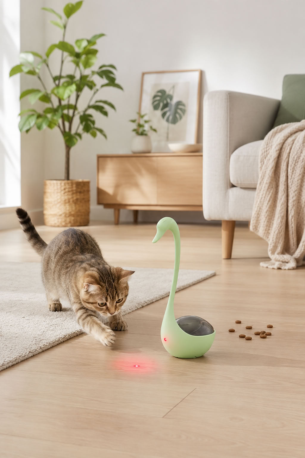 Lazerli Mama Hazneli Kuğu Kedi Oyuncağı (Kutulu)