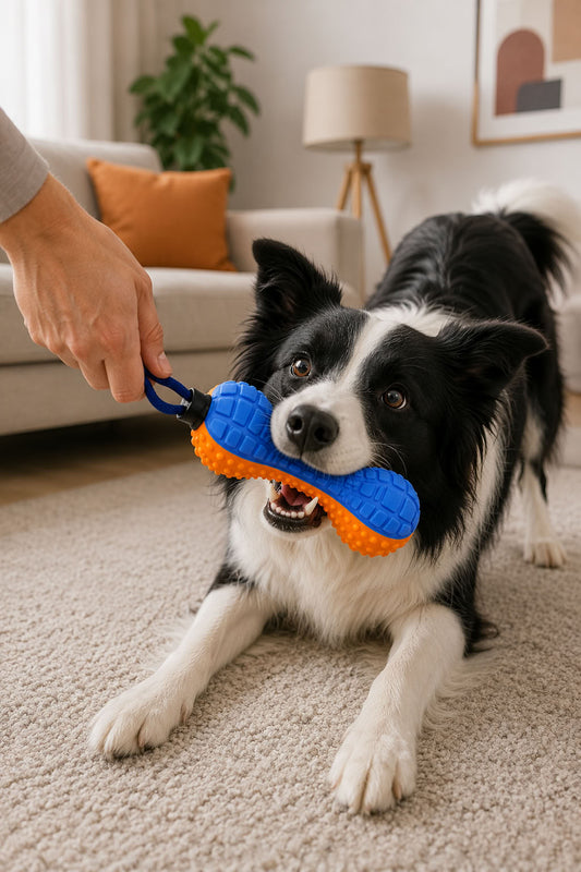 18 cm saplı köpek diş kaşıma oyuncağı, dokulu çiğneme yüzeyli, çekiştirme oyununa uygun, diş eti masajına yardımcı dayanıklı köpek oyuncağı
