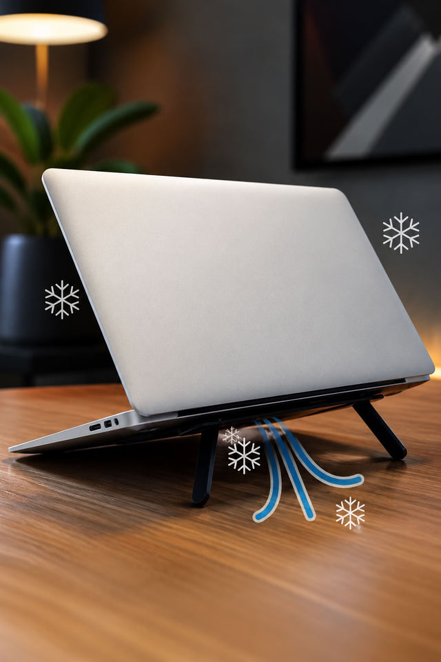 2 kademeli katlanabilir laptop standı, yapışkanlı tabanlı taşınabilir notebook yükseltici ve kaymaz ergonomik bilgisayar standı