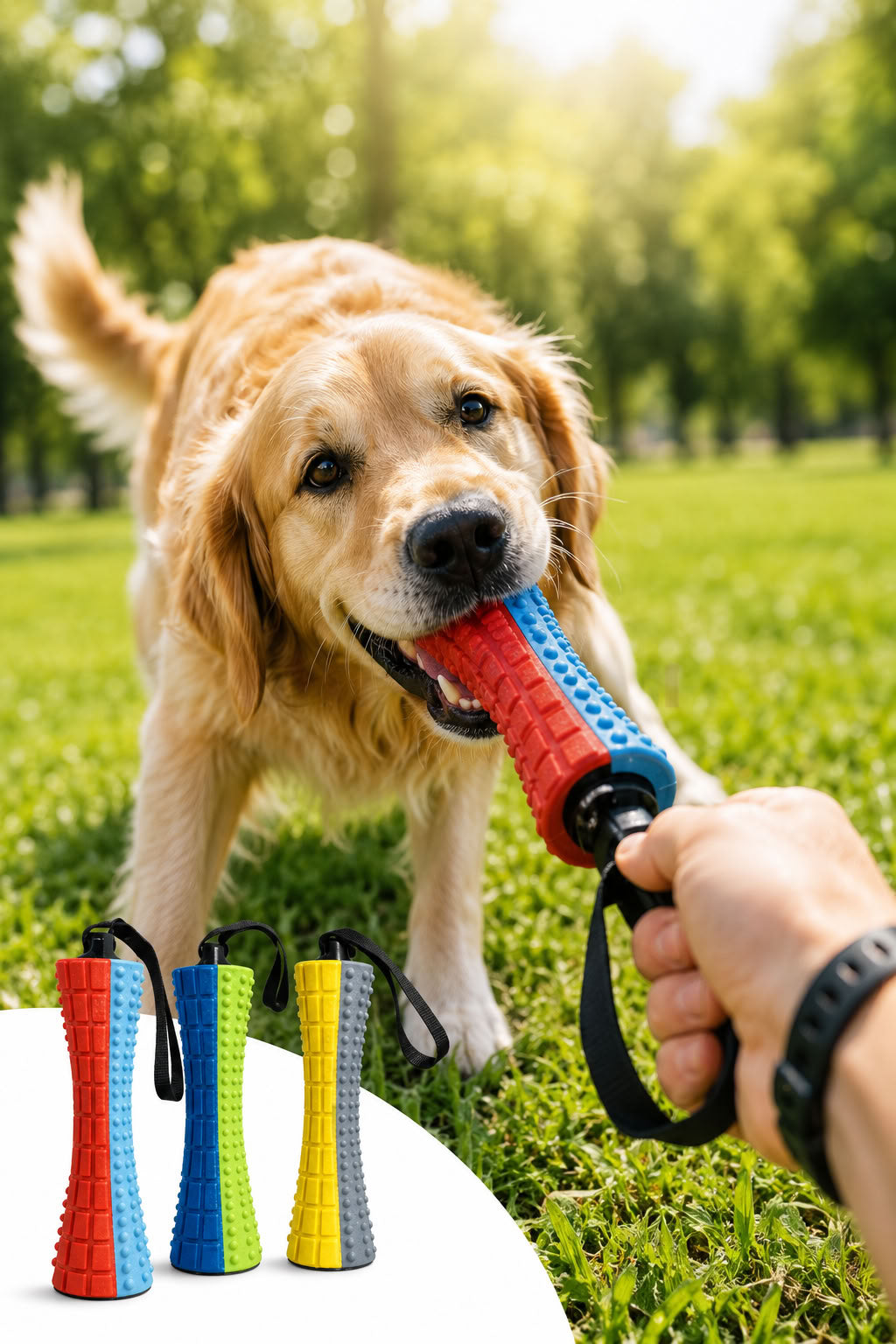 20 cm TPR köpek diş kaşıma oyuncağı, çekiş saplı, dokulu yüzeyli, diş eti masajına yardımcı, orta ve büyük ırk köpekler için dayanıklı çiğneme oyuncağı