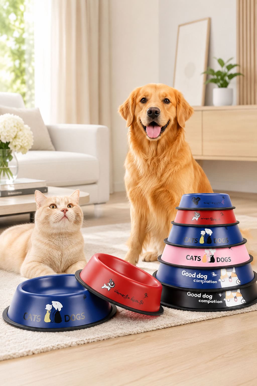 22 cm renkli baskılı paslanmaz çelik mama ve su kabı, kedi mama kabı, köpek mama kabı, kaymaz tabanlı renkli evcil hayvan kabı