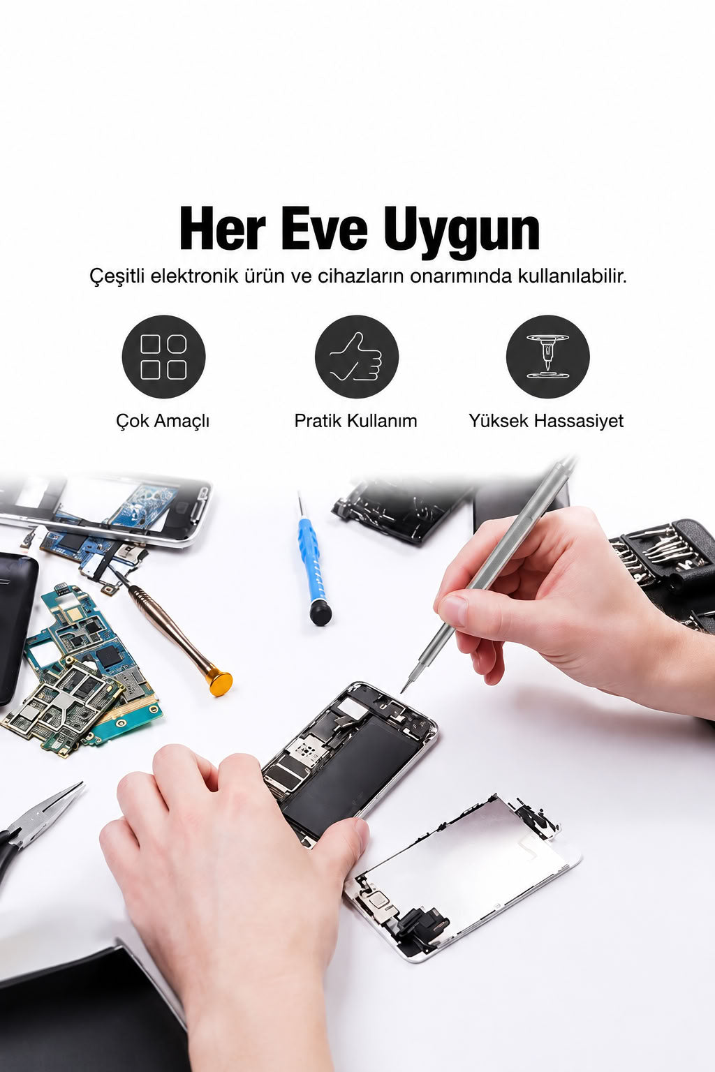 25 parça çok fonksiyonlu hassas tornavida seti, manyetik uçlu S2 çelik telefon saat gözlük laptop tamir seti kutulu