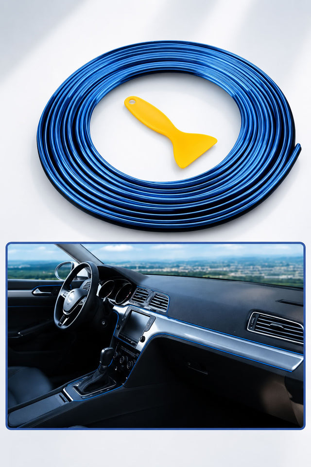 5 metre mavi araç içi neon trim şeridi, esnek yapılı araç dekorasyon şeridi ve modern araba içi süs aksesuarı
