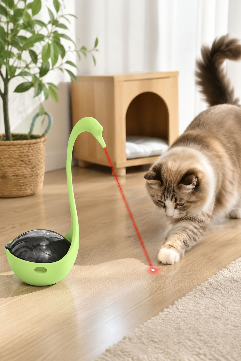Lazerli Mama Hazneli Kuğu Kedi Oyuncağı (Kutulu)