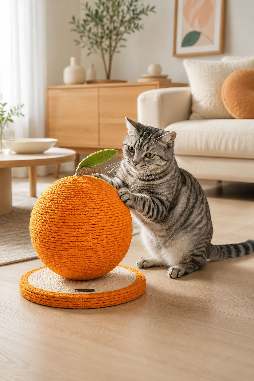 Portakal Model Hasır Kedi Tırmalama Oyuncağı 27x18 cm