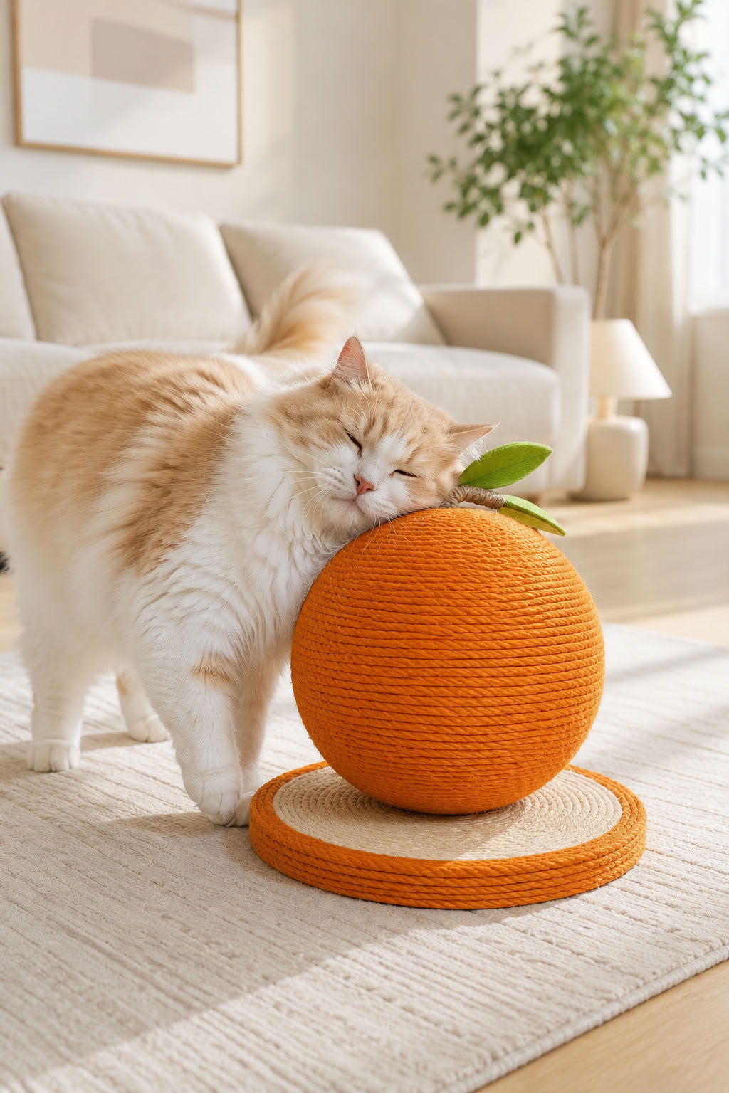 Portakal Model Hasır Kedi Tırmalama Oyuncağı 27x18 cm