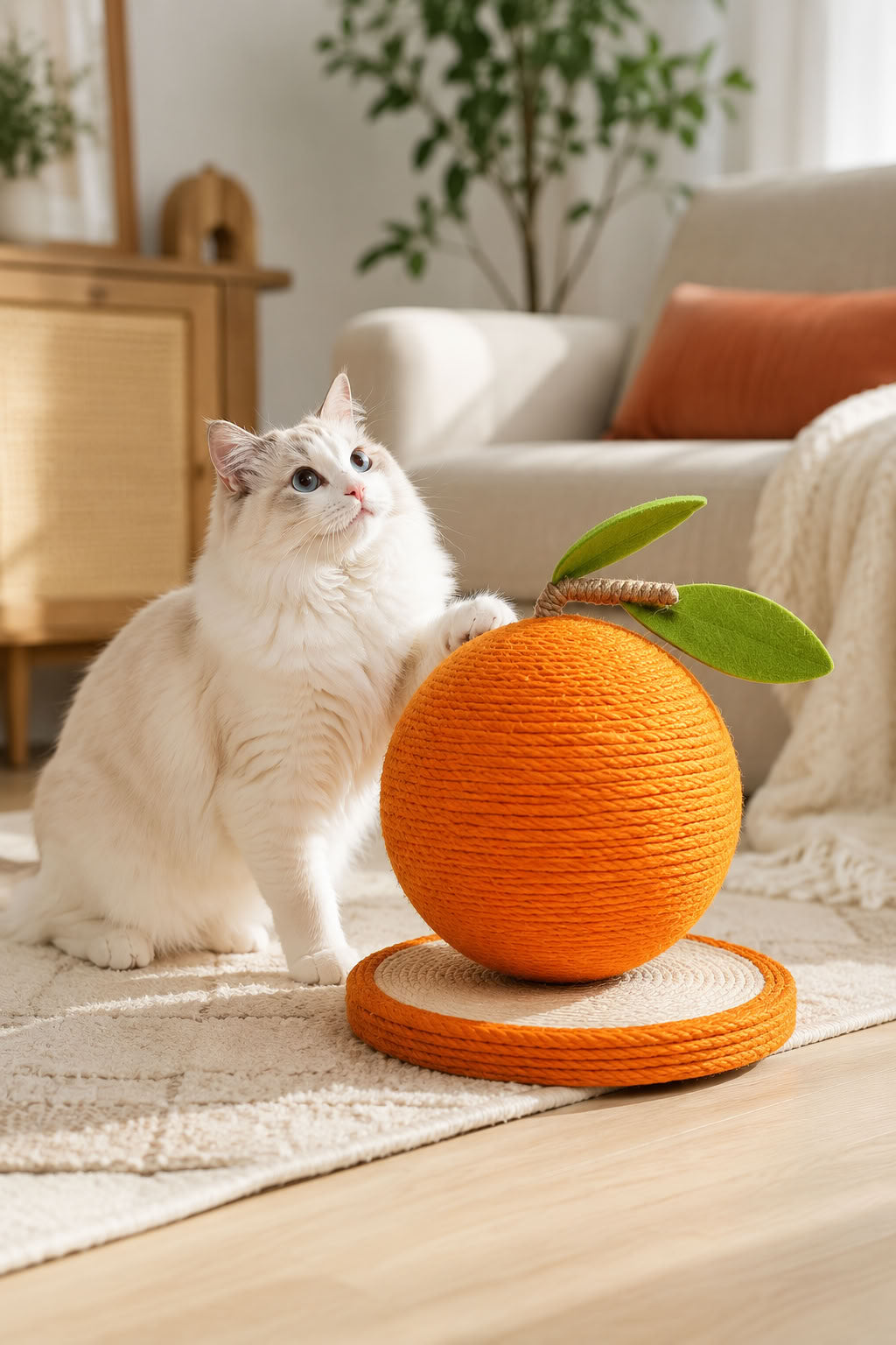 Portakal Model Hasır Kedi Tırmalama Oyuncağı 27x18 cm