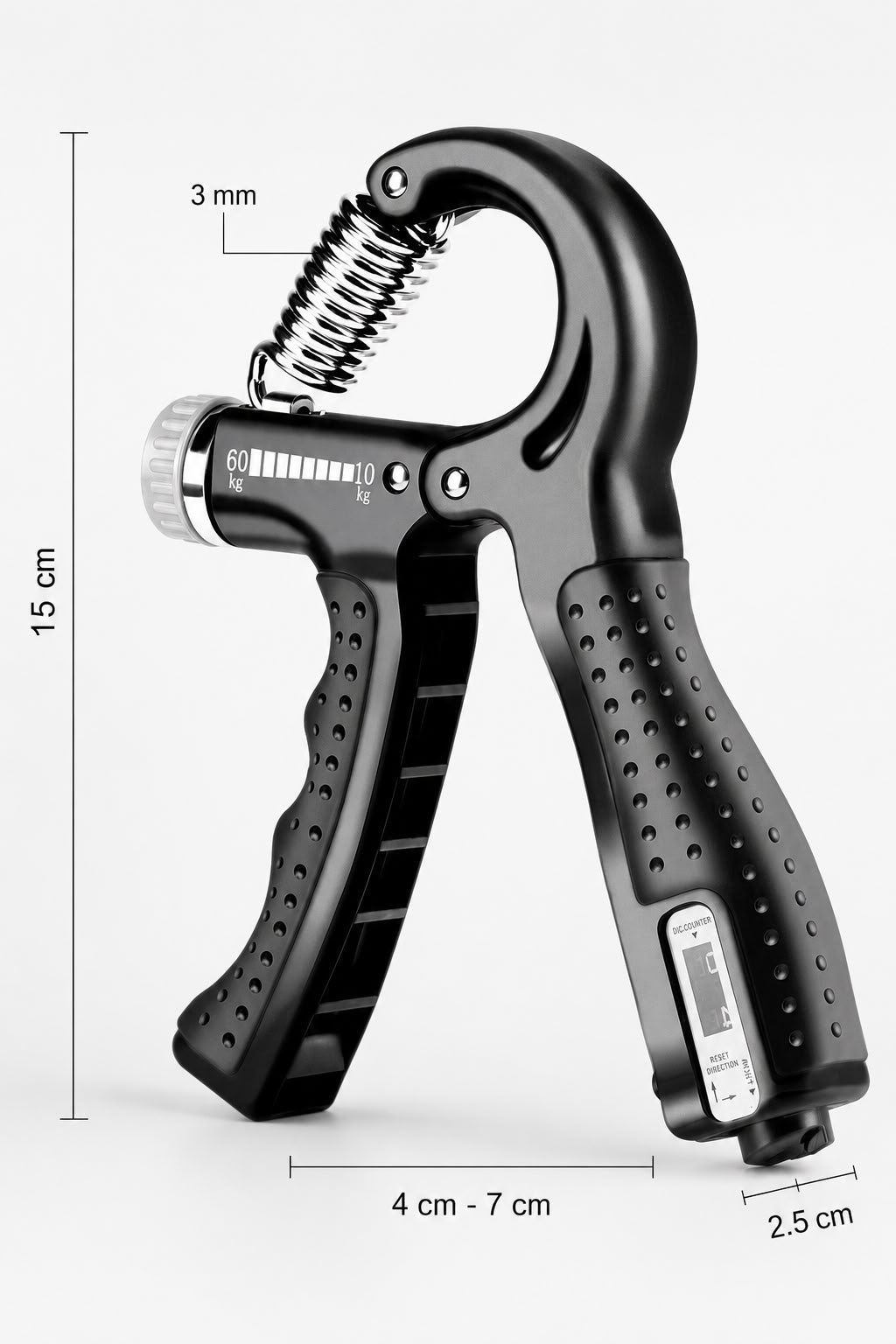 Ayarlanabilir bilek yayı 10-60 kg direnç ayarlı el grip, bilek parmak ve ön kol kas güçlendirme egzersiz aleti