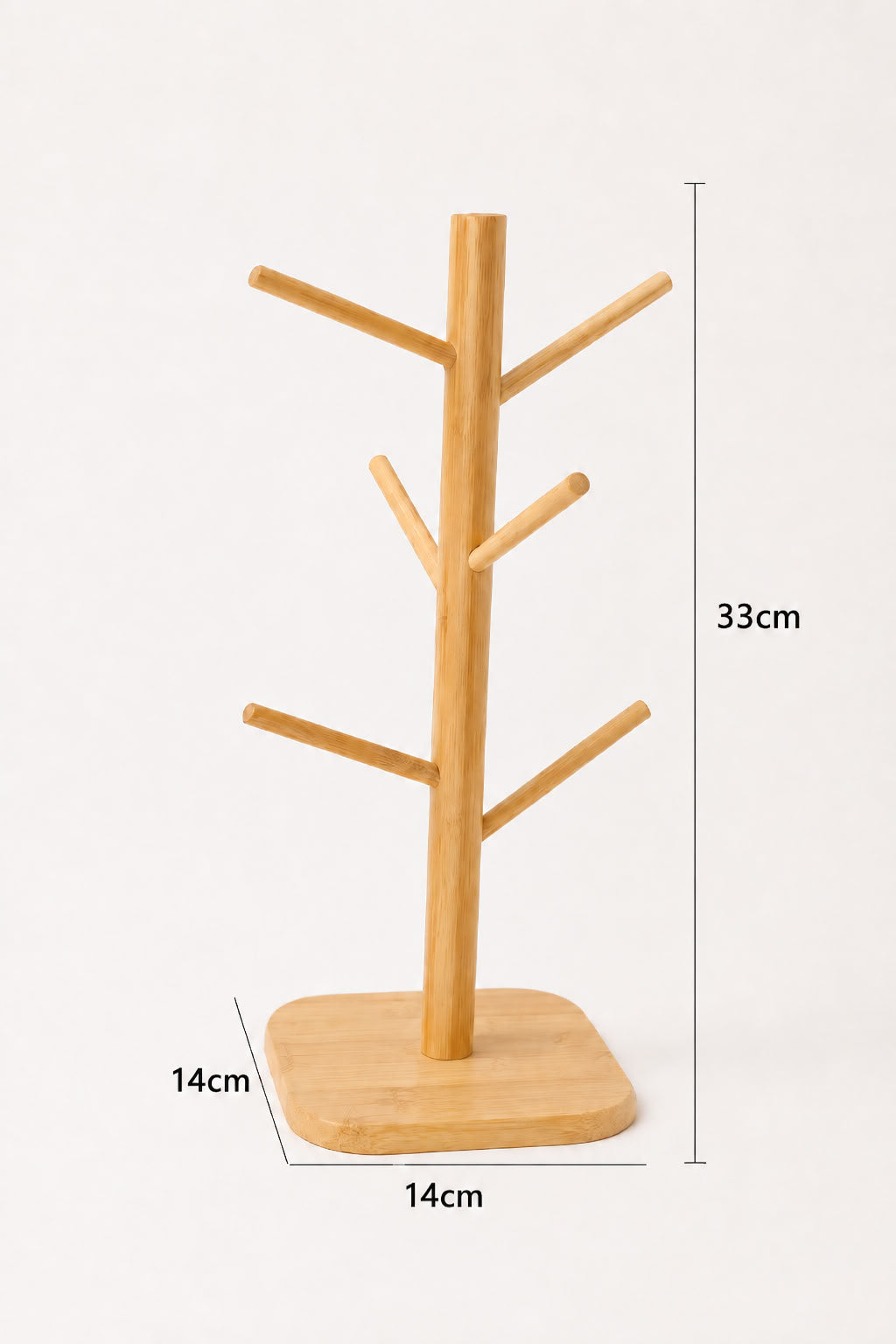 Bambu fincan kupa askısı 33x14 cm, doğal bambu dik tasarım mutfak düzenleyici, kahve fincanı ve kupa bardak standı