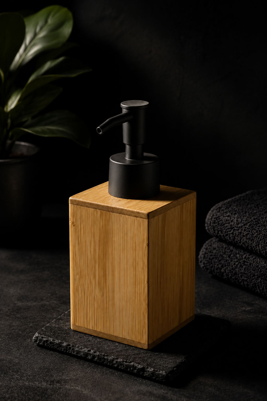 Bambu sabunluk, doğal bambu gövdeli siyah paslanmaz pompalı sıvı sabun dispenseri, banyo mutfak lavabo sabunluk