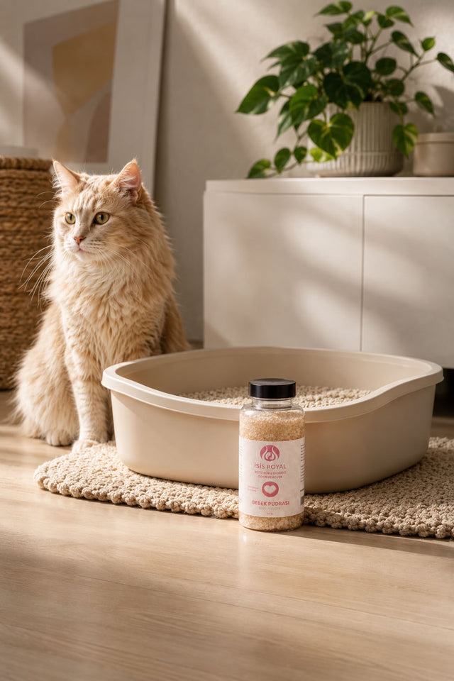 Bebek pudrası aromalı antibakteriyel kedi kumu koku giderici 350 g, kedi tuvaleti kokusunu azaltmaya yardımcı ferahlatıcı ürün