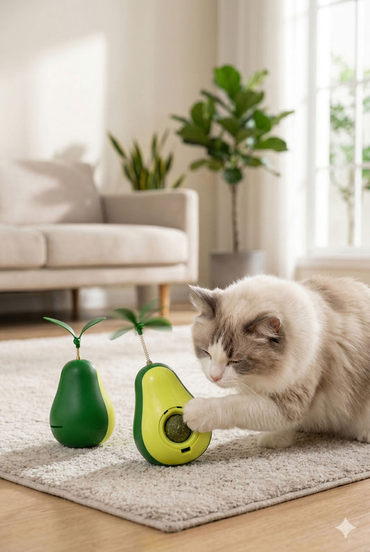Catnip toplu yaylı avokado hacıyatmaz kedi oyuncağı, kendi kendine doğrulan, yaprak uçlu, kedi otu destekli interaktif oyun ürünü