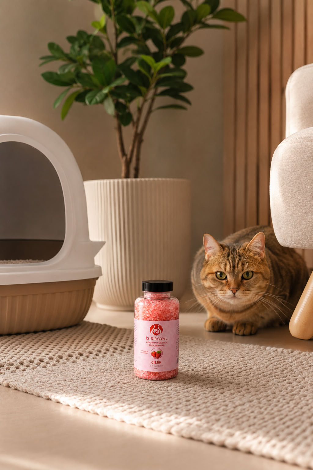 Çilek aromalı antibakteriyel kedi kumu koku giderici 350 g, kedi tuvaleti kokusunu azaltmaya yardımcı ferahlatıcı ürün