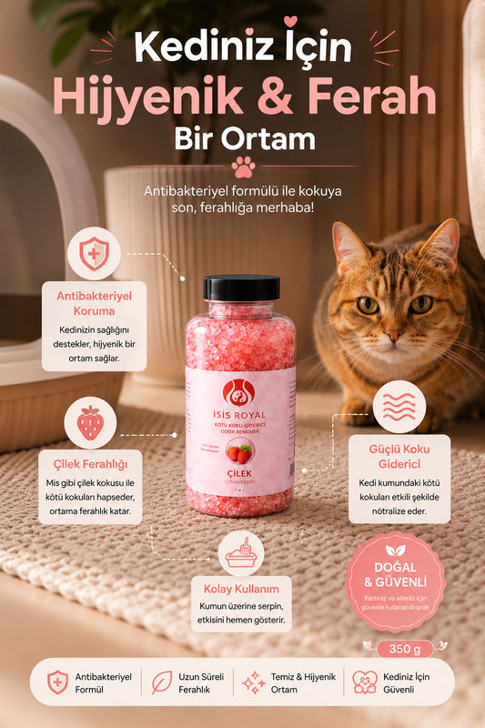 Çilek aromalı antibakteriyel kedi kumu koku giderici 350 g, kedi tuvaleti kokusunu azaltmaya yardımcı ferahlatıcı ürün