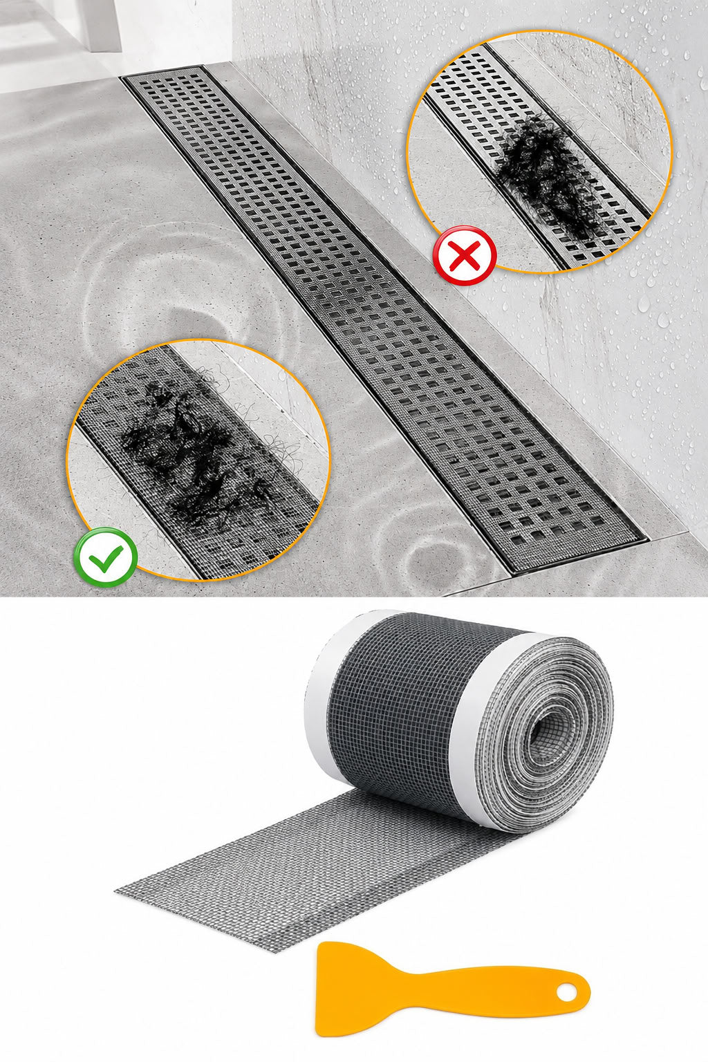 Çok amaçlı gider süzgeci ve sineklik tamir kiti 10 cm x 4 metre, kesilebilir suya dayanıklı paslanmaz file bant