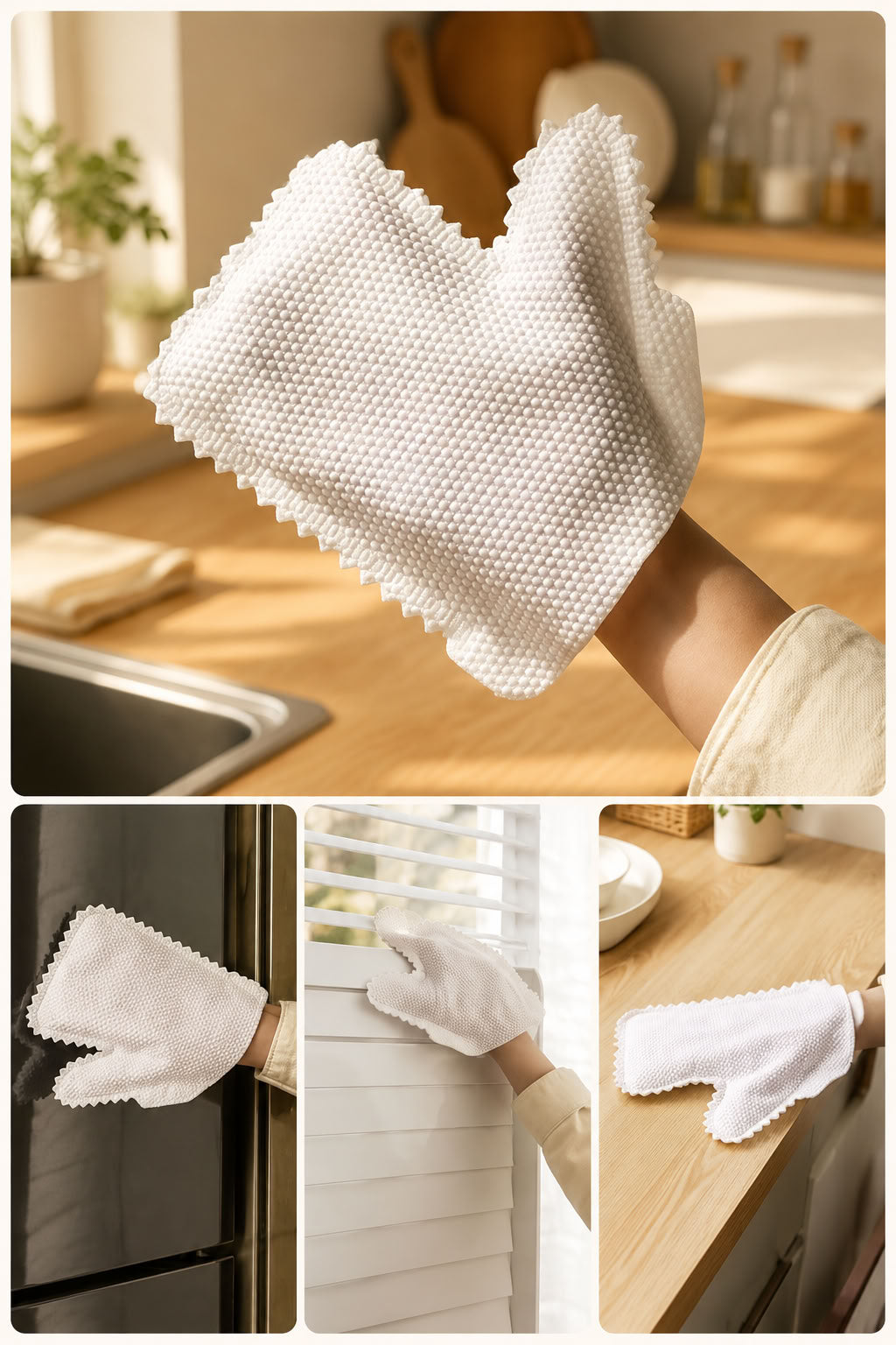 Çok amaçlı temizlik eldiveni toz alma bezi 10 adet, mikrofiber dokulu pratik eldiven formunda mobilya cam elektronik temizlik bezi
