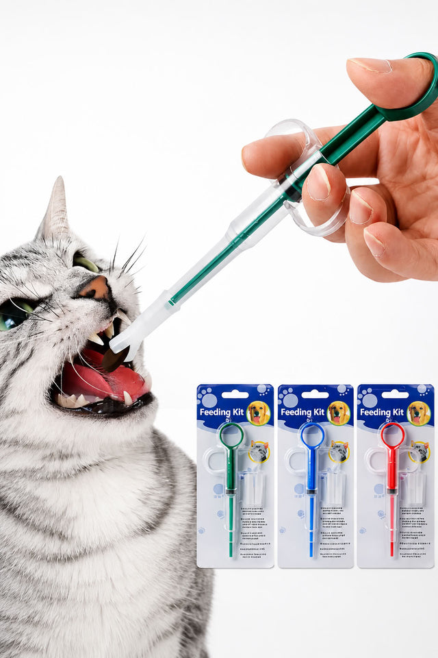 Evcil hayvan hap yutturma aparatı, kedi ve köpeklerde hap vermeyi kolaylaştıran yumuşak uçlu kontrollü hap verme şırıngası