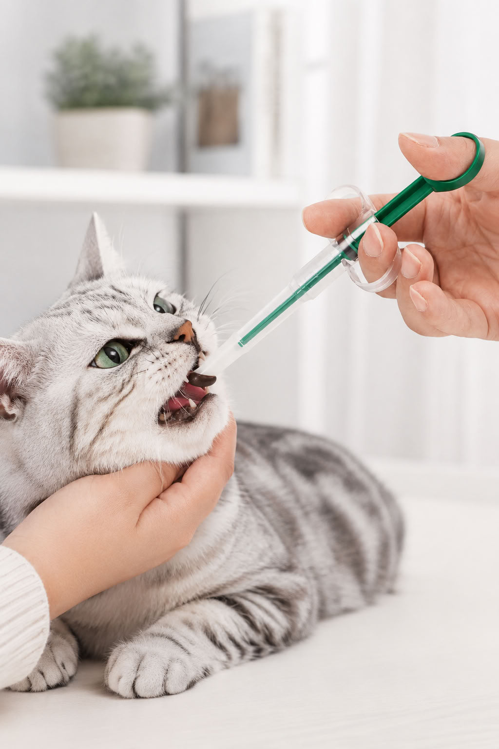Evcil hayvan hap yutturma aparatı, kedi ve köpeklerde hap vermeyi kolaylaştıran yumuşak uçlu kontrollü hap verme şırıngası