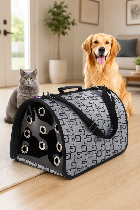 FLYBAG kapalı model gri kedi ve küçük ırk köpek taşıma çantası 44x28x28 cm, havalandırmalı, ayarlanabilir askılı, güvenli evcil hayvan taşıma çantası