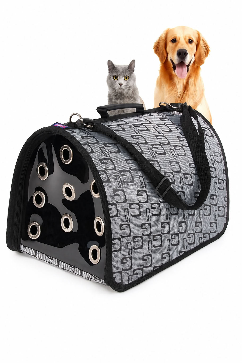 FLYBAG kapalı model gri kedi ve küçük ırk köpek taşıma çantası 44x28x28 cm, havalandırmalı, ayarlanabilir askılı, güvenli evcil hayvan taşıma çantası