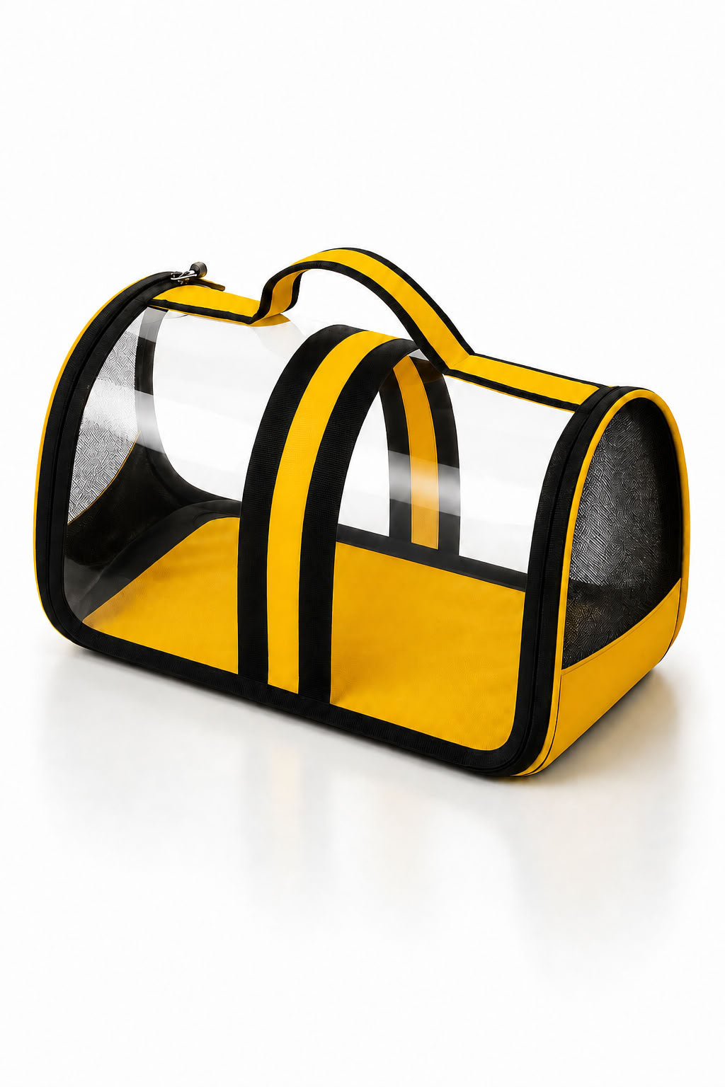 Flybag sarı evcil hayvan taşıma çantası, 44x28x28 cm şeffaf panelli kedi taşıma çantası, sarı siyah kedi seyahat çantası