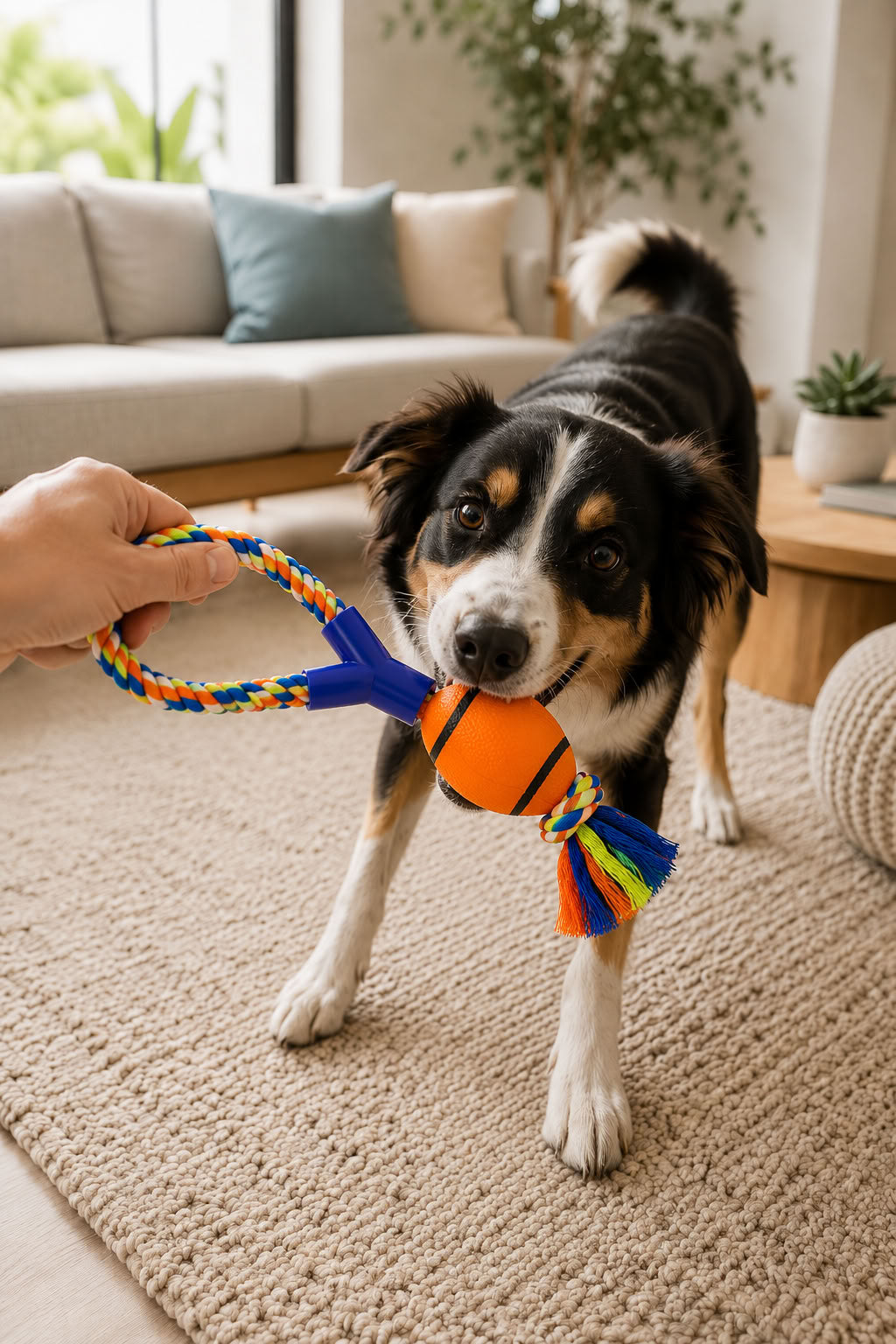 Halatlı Toplu Köpek Diş Kaşıma Oyuncağı Renkli İpli Çekiştirme Oyuncağı Dayanıklı Diş Eti Destekleyici İnteraktif Köpek Oyuncağı Stres Azaltıcı Getir Götür Oyun Topu
