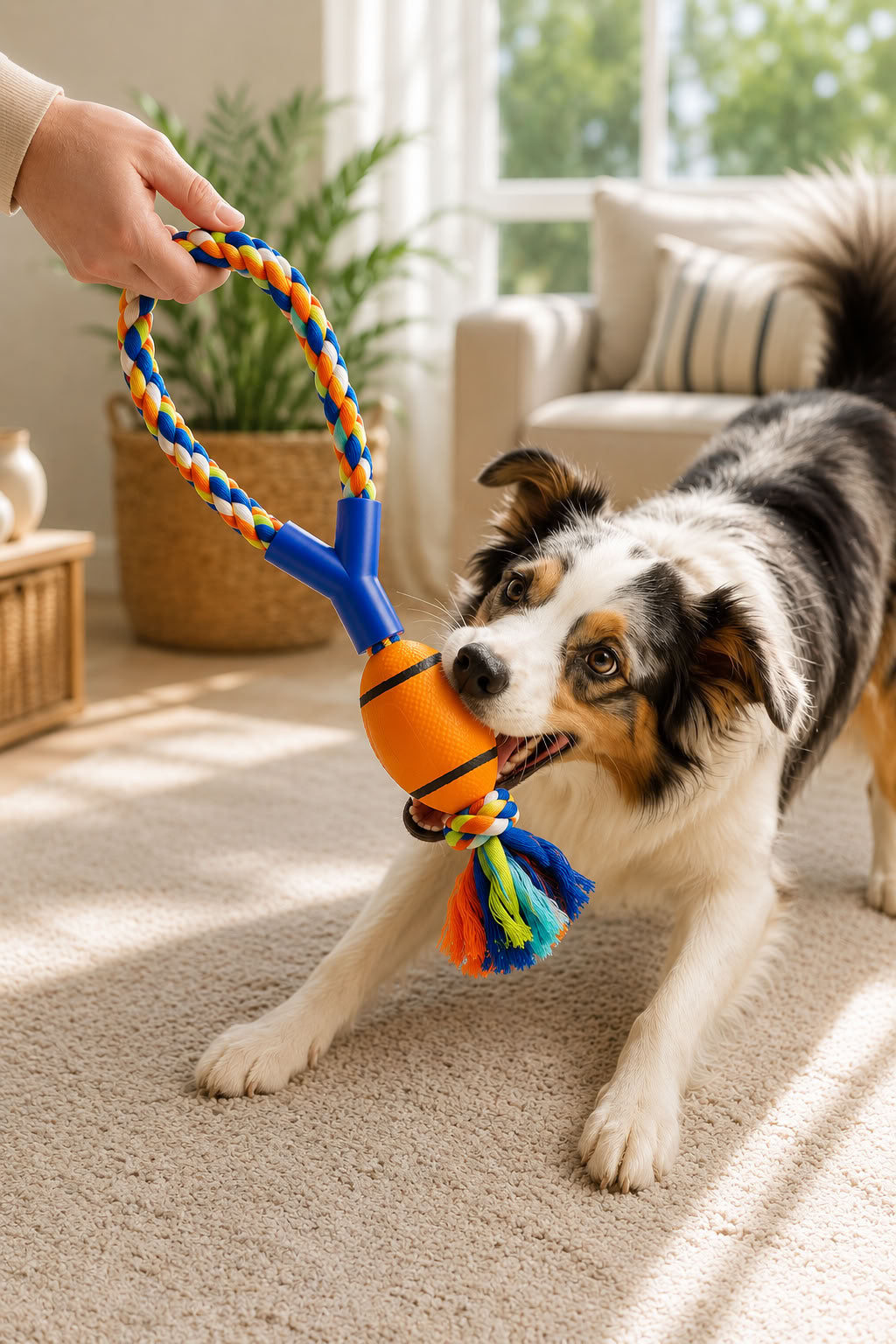 Halatlı Toplu Köpek Diş Kaşıma Oyuncağı Renkli İpli Çekiştirme Oyuncağı Dayanıklı Diş Eti Destekleyici İnteraktif Köpek Oyuncağı Stres Azaltıcı Getir Götür Oyun Topu