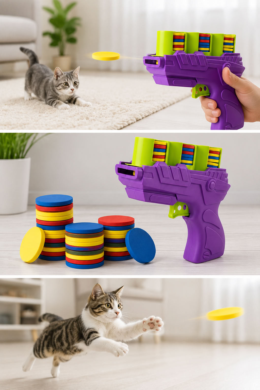 Interaktif Disk Atıcı Kedi Köpek Oyuncağı Renkli Köpük Diskli Evcil Hayvan Oyuncağı Eğlenceli Kedi Oyuncağı Köpek Oyuncağı