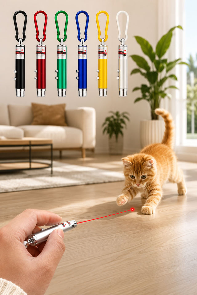 Kedi Lazer Oyuncağı Güçlü Kırmızı Lazer Işıklı İnteraktif Kedi Oyuncağı Taşınabilir Karabinalı Kedi Lazeri Lazer Oyuncak Evcil Hayvan Oyuncak Eğlenceli Kedi Oyuncağı