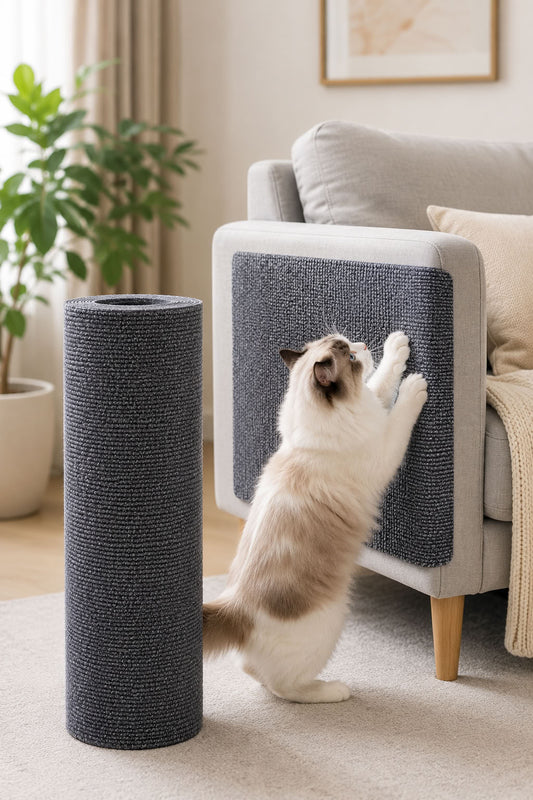 Kendinden yapışkanlı kedi tırmalama rulosu, koltuk ve mobilya yüzeylerinde kullanılan kesilebilir kedi tırmalama halısı