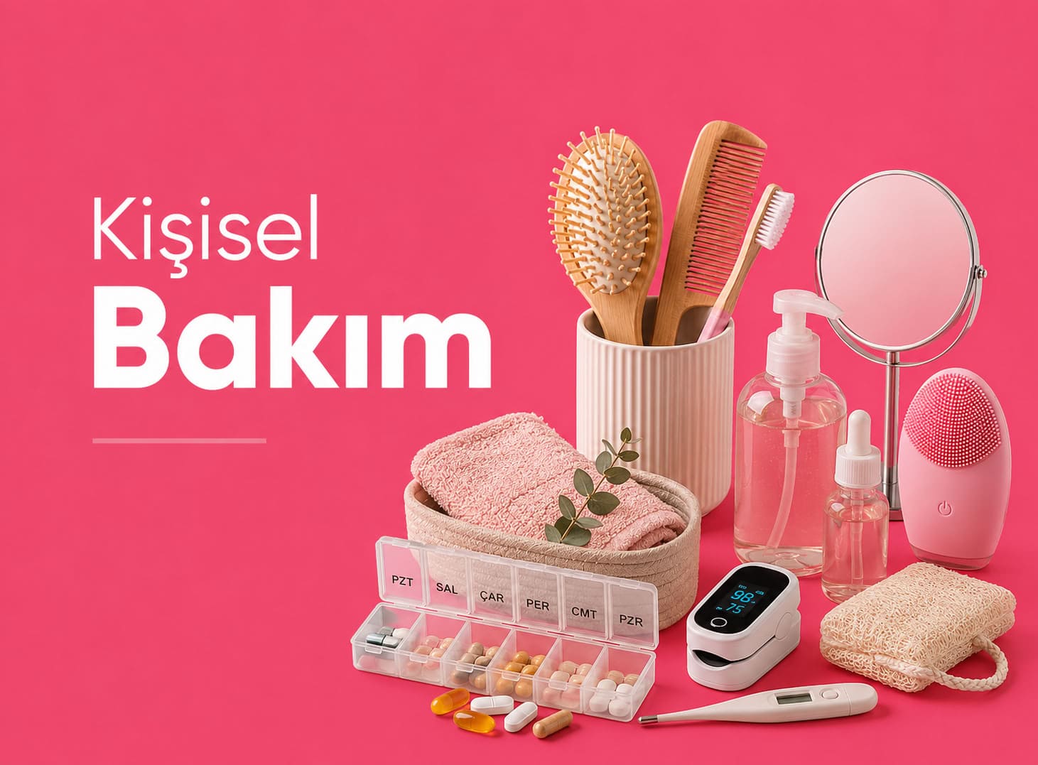 Kişisel bakım ve kozmetik ürünleri, makyaj aynası, tarak, bakım ve düzenleyici ürünler