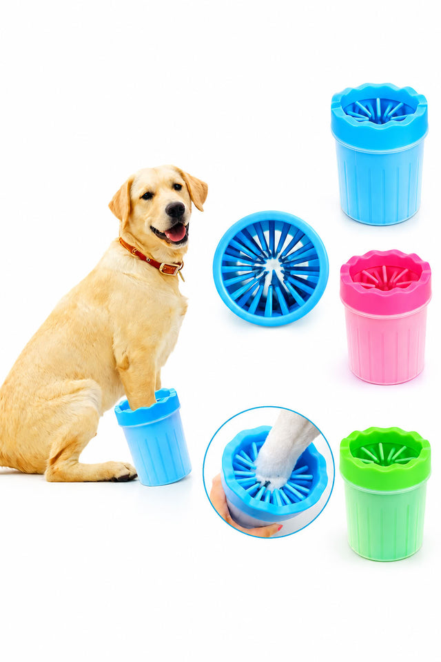 Köpek pati temizleme aparatı, 12x9 cm ölçülü, yumuşak silikon fırçalı, su hazneli taşınabilir pati yıkama kabı, yürüyüş sonrası pratik temizlik ürünü