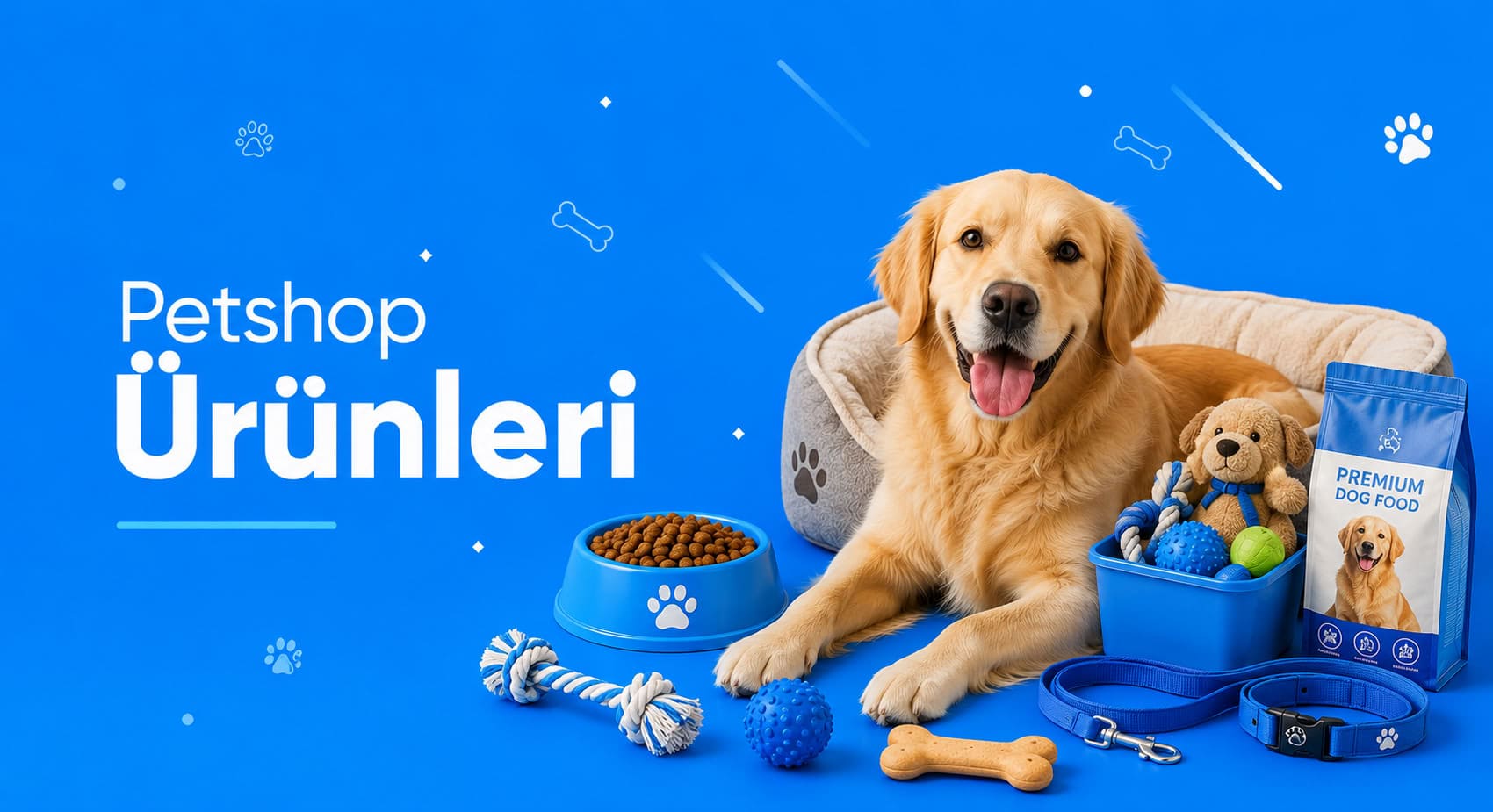 Köpek petshop ürünleri, köpek mama kabı, tasma, oyuncak, bakım ve günlük ihtiyaç ürünleri