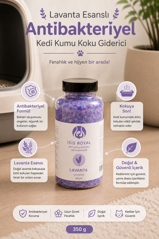 Lavanta esanslı antibakteriyel kedi kumu koku giderici 350 g, kedi tuvaleti kokusunu azaltmaya yardımcı ferahlatıcı ürün
