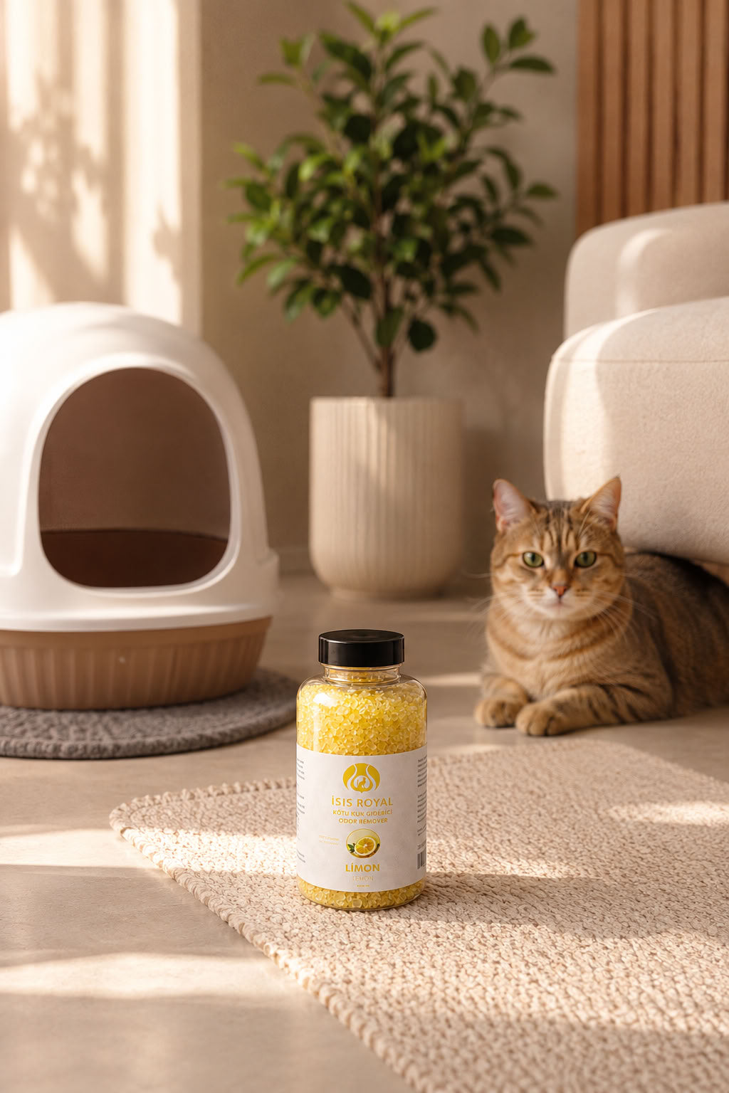 Limon aromalı antibakteriyel kedi kumu koku giderici 350 g, kedi tuvaleti kokusunu azaltmaya yardımcı ferahlatıcı ürün