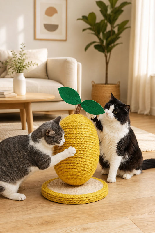Limon model hasır kedi tırmalama oyuncağı, 34x18 cm doğal kedi tırmalama tahtası, dekoratif kedi oyuncağı ve sabit tabanlı tırmalama ürünü
