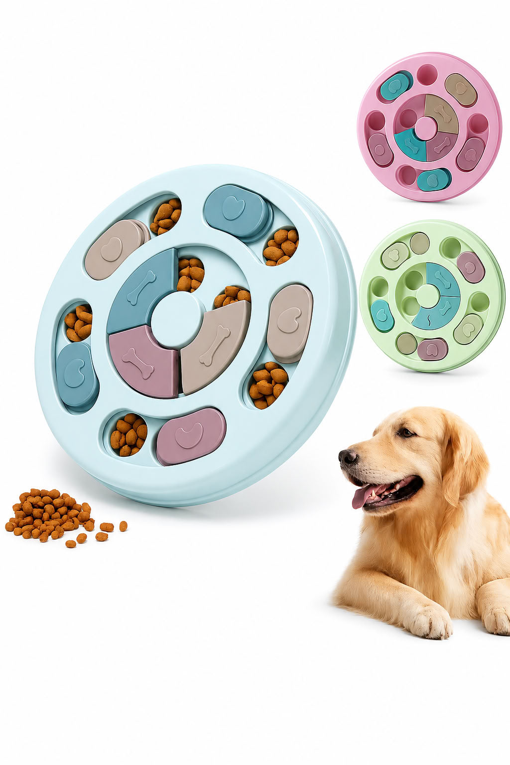 Obezite engelleyici mama hazneli köpek oyuncağı, kaydırmalı bulmaca tasarımlı yavaş yeme mama kabı, ödül mama hazneli interaktif köpek oyuncağı