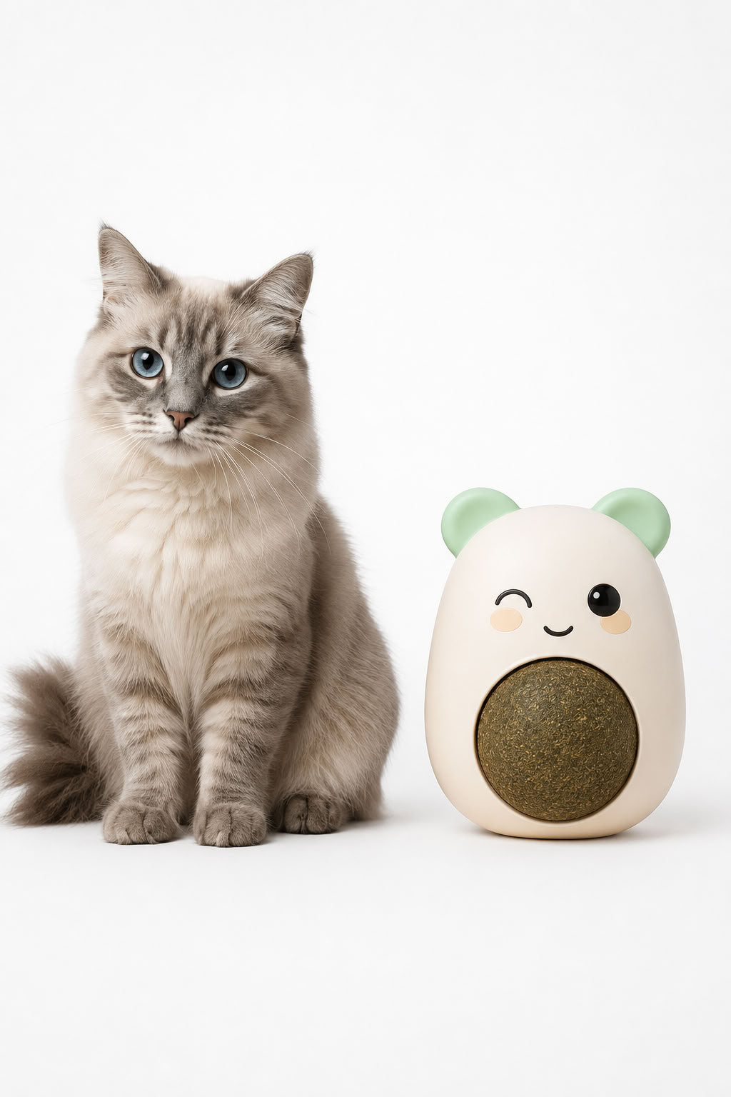 Panda model yapışkanlı catnip top 8 cm, duvara yapışan kedi nanesi topu ve kediler için yalama oyuncağı