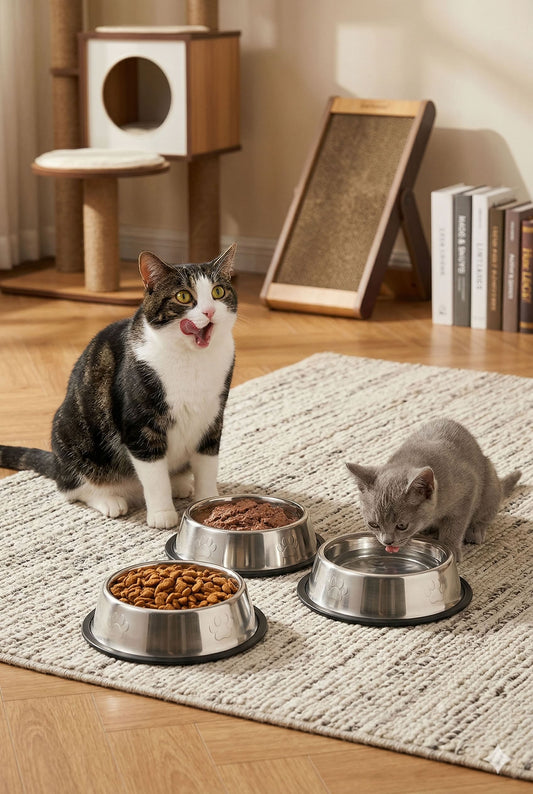 16 cm paslanmaz çelik kedi mama ve su kabı, kaydırmaz tabanlı, pati baskılı, kuru mama, yaş mama ve su kullanımı için hijyenik kedi kabı