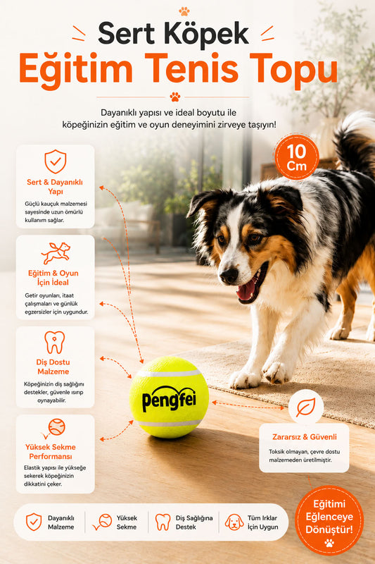 Sert köpek eğitim tenis topu, 10 cm dayanıklı zıplayan köpek topu, eğitim ve getir götür oyunları için oyun topu