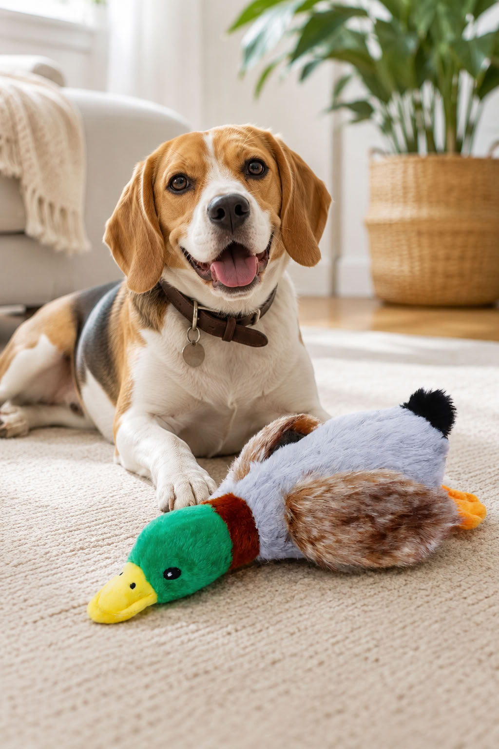 Sesli peluş ördek köpek oyuncağı, 30 cm yumuşak pelüş evcil hayvan oyuncağı, ısırma ve taşıma oyunu için ses çıkaran oyuncak