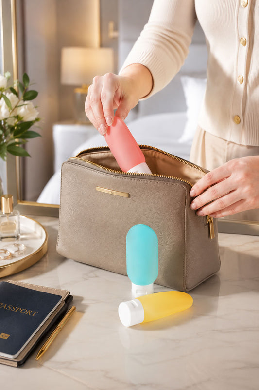 Seyahat tipi doldurulabilir krem şampuan kutusu 3’lü set 90 ml, sızdırmaz kapaklı silikon seyahat şişesi ve boş kozmetik kabı