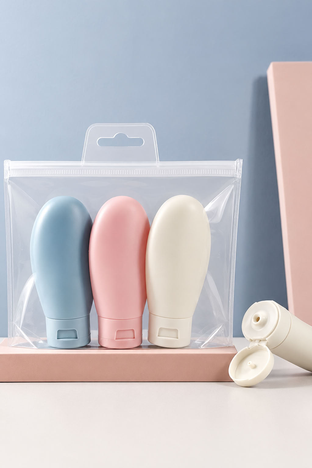 Seyahat tipi doldurulabilir krem şampuan kutusu 3’lü set 90 ml, sızdırmaz kapaklı silikon seyahat şişesi ve boş kozmetik kabı