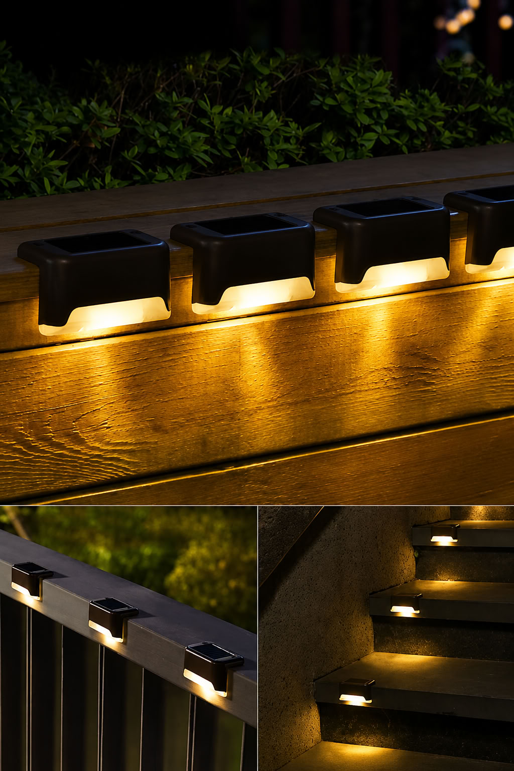 Solar merdiven LED lamba, güneş enerjili, su geçirmez, otomatik yanan dış mekan bahçe balkon basamak aydınlatması