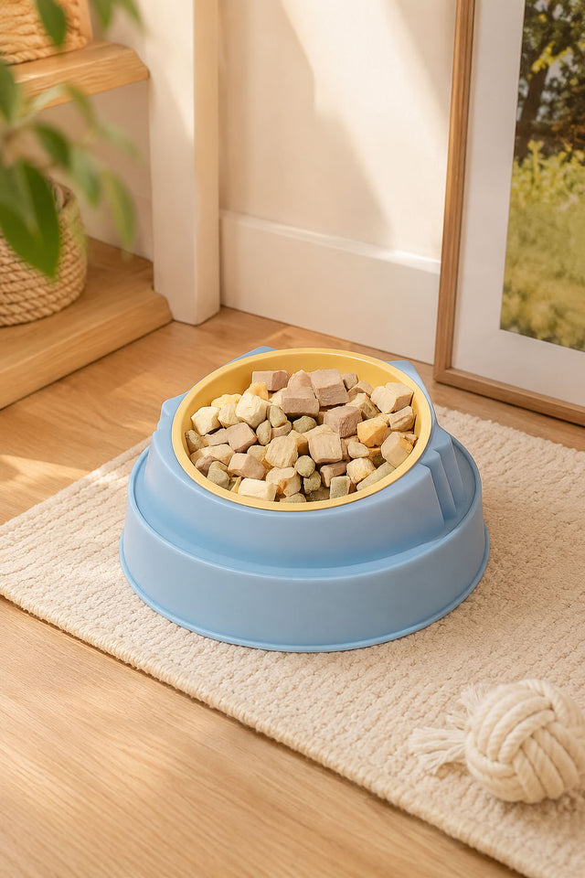 Tekli kedi mama su kabı 17 cm plastik, mama veya su kullanımı için renkli hafif evcil hayvan mama kabı