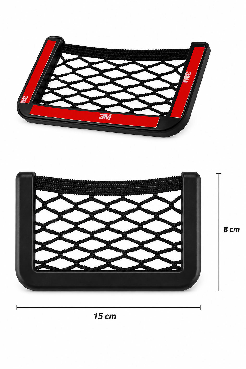 Torpidoya yapışan file telefon tutucu 15x8 cm, araç içinde telefon, kart, anahtar ve küçük eşyaları düzenleyen pratik oto aksesuar