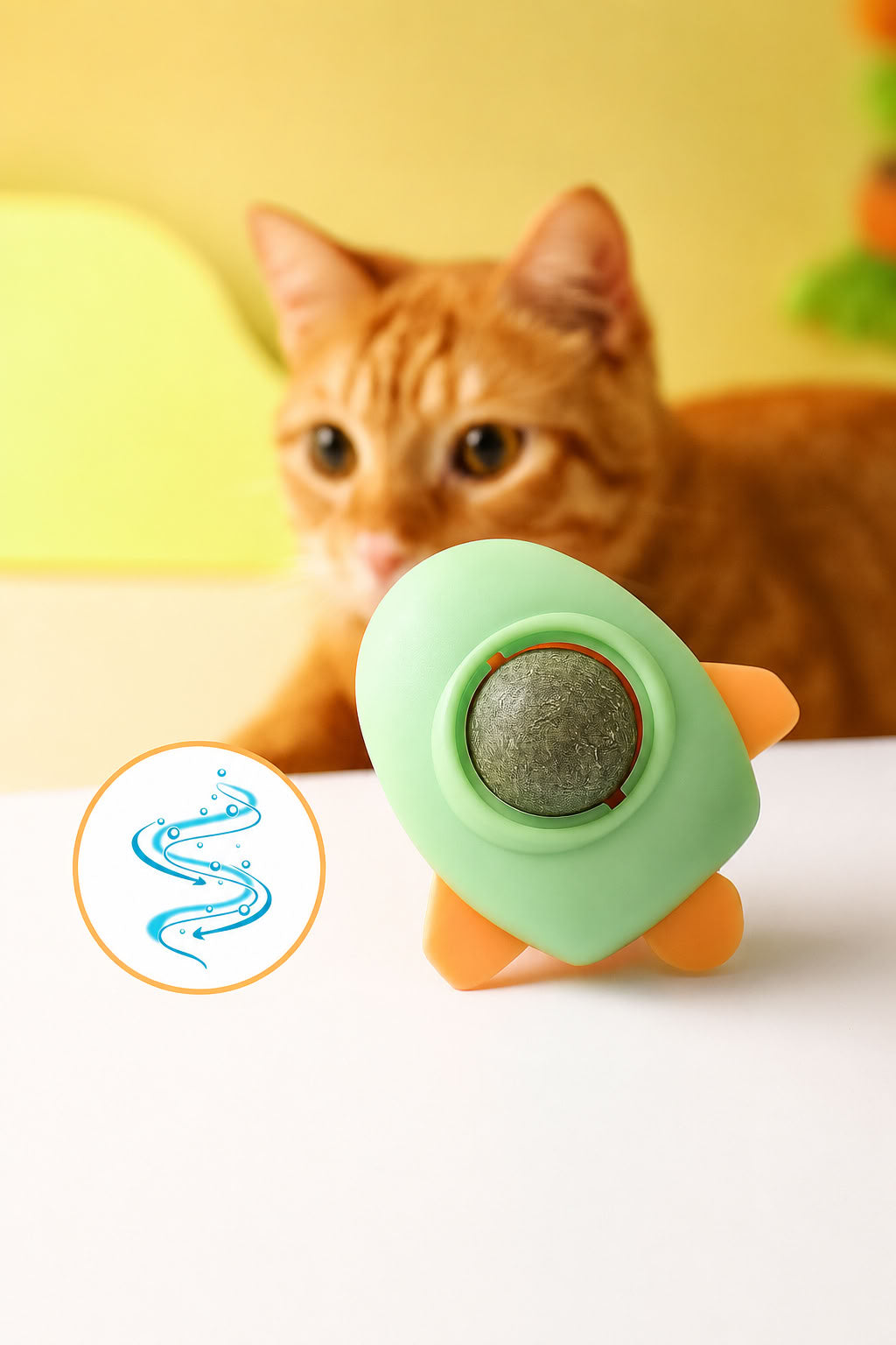 Uçak model yapışkanlı catnip toplu kedi oyuncağı 10 cm, kedi nanesi topu ve dönebilen yalama oyuncaklı interaktif kedi oyuncağı