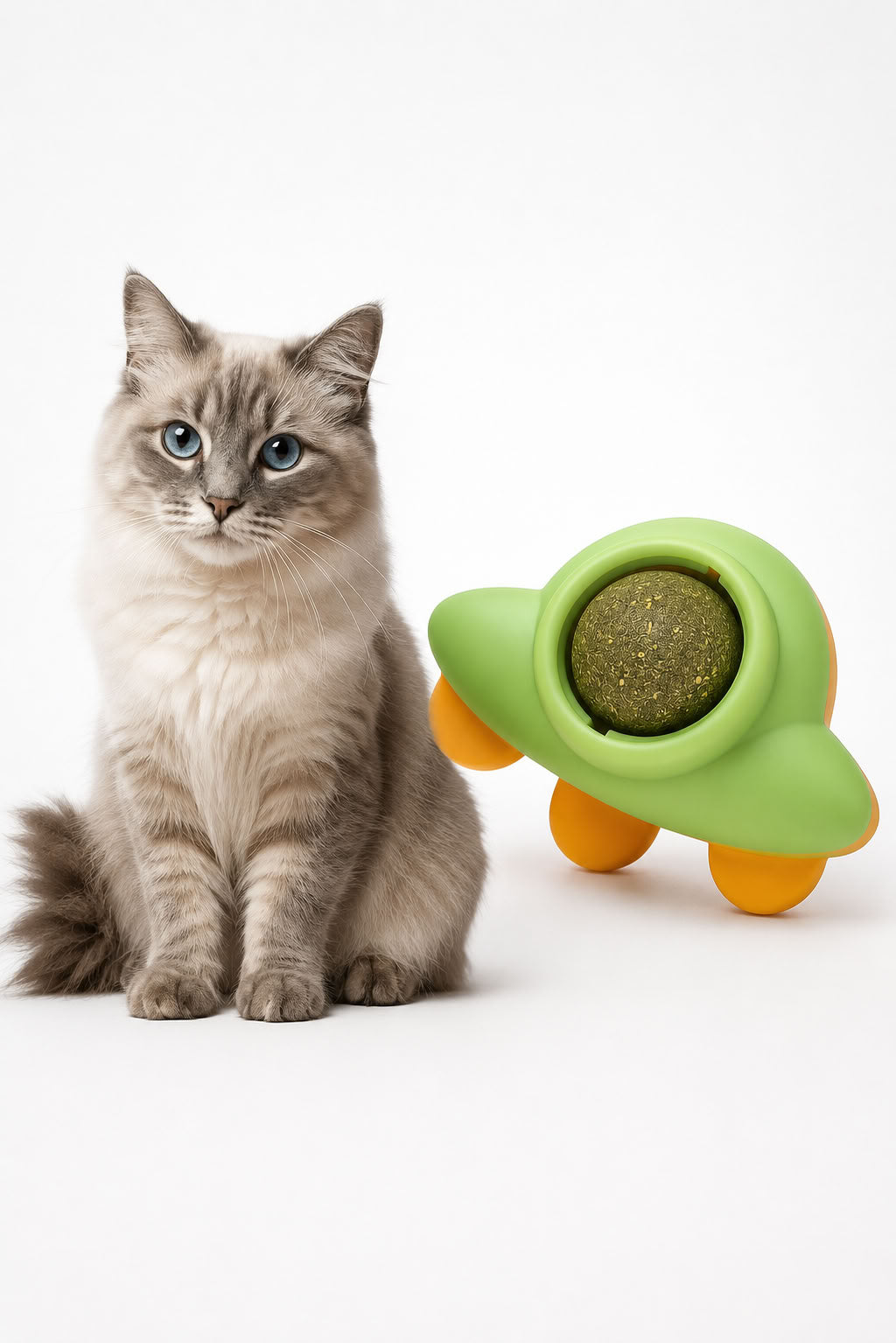 Ufo model yapışkanlı catnip toplu kedi oyuncağı 10 cm, duvara yapışan kedi nanesi topu ve interaktif kedi yalama oyuncağı