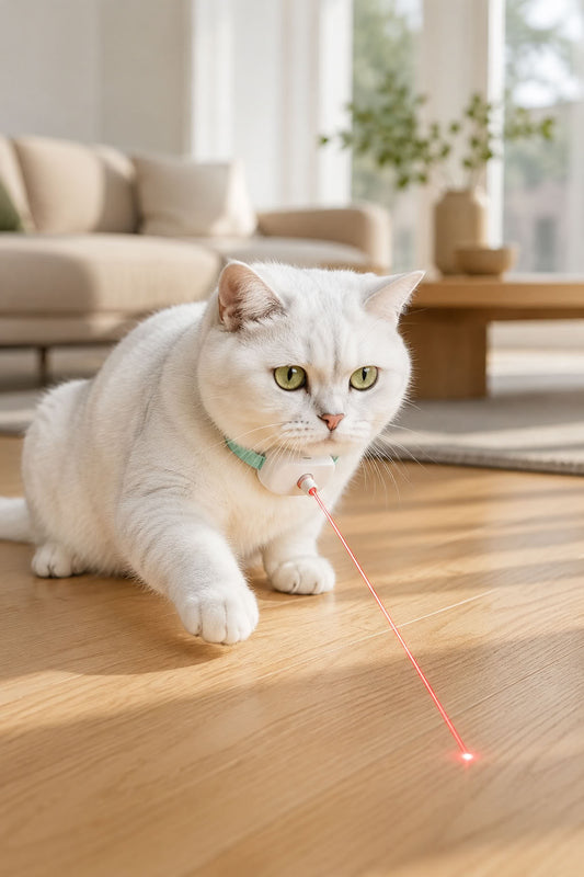 USB şarjlı kedi lazer boyunluğu, otomatik hareketli kırmızı lazer ışıklı, kedilerin kovalamaca ve av oyunlarını destekleyen interaktif kedi oyuncağı