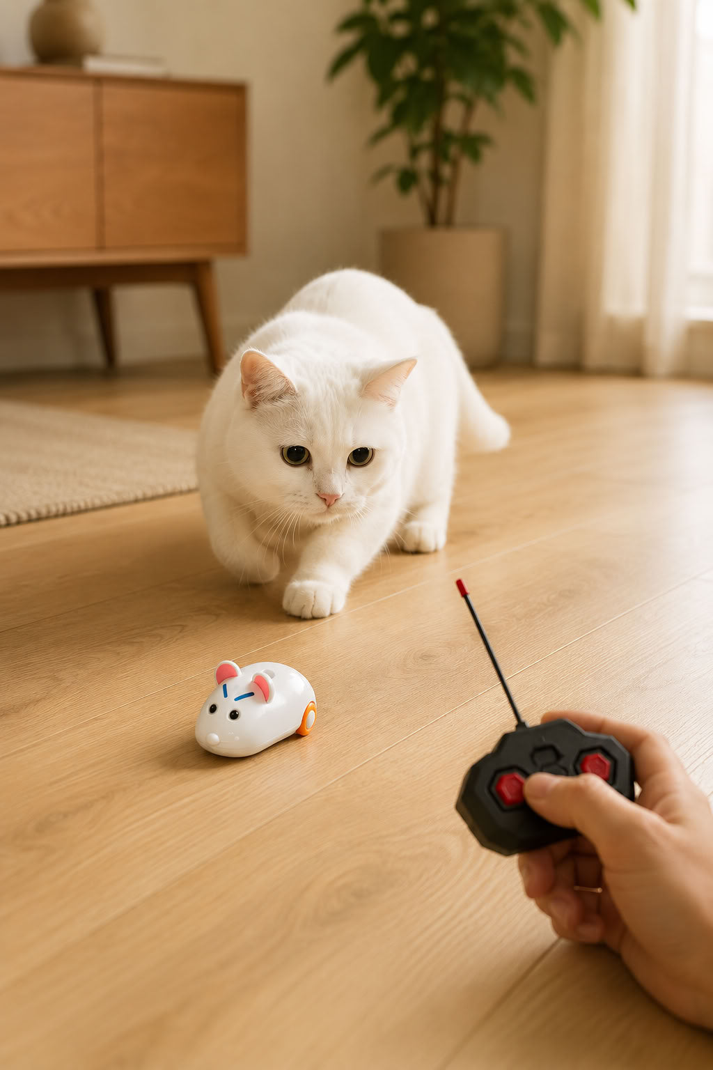 Uzaktan kumandalı fare kedi oyuncağı, gerçekçi hareket eden sessiz çalışan interaktif oyuncak, kedilerin takip, kovalamaca ve av oyunlarını destekleyen evcil hayvan oyuncağı